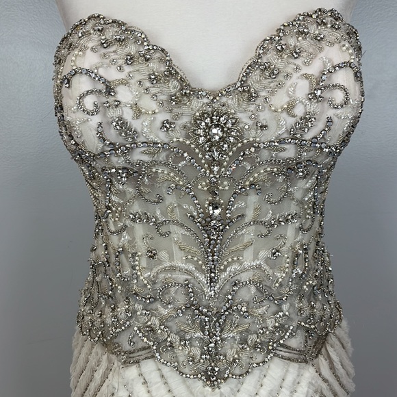 Eve of Milady Amalia Carrara Silk Sequin Swarovski Crystal Trumpet Mermaid Gown - Picture 7 of 17